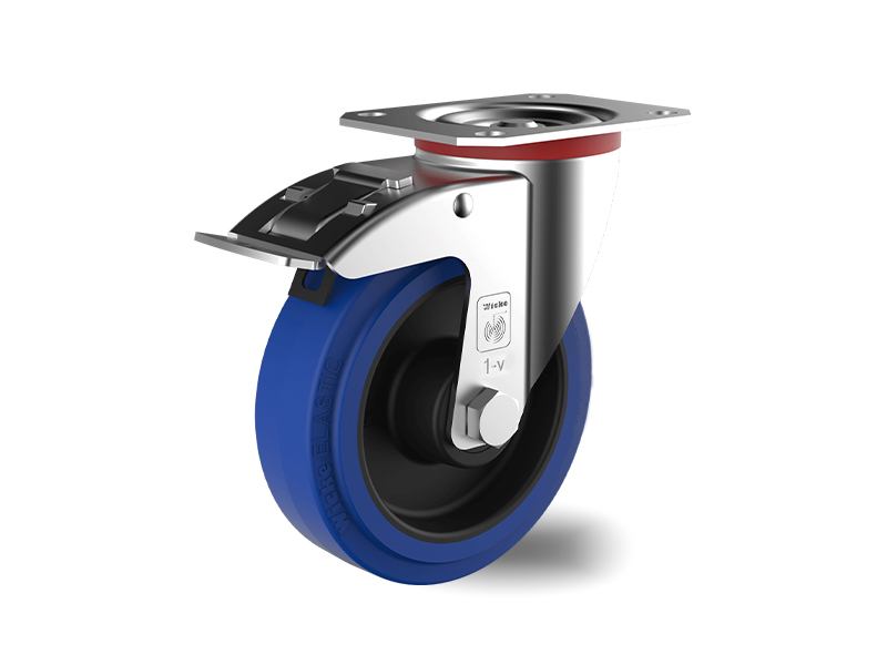 Blue-Elastic-Rubber-Swivel-with-Brake-Wheel-160mm-400kg
