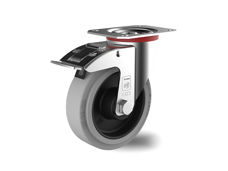 Gray-Elastic-Rubber-Swivel-with-Brake-Wheel-125mm-250kg
