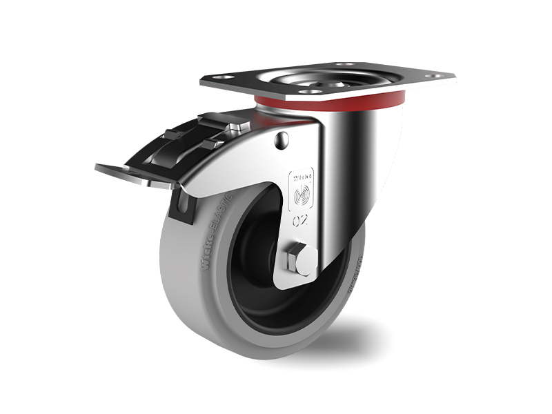 Gray-Elastic-Rubber-Swivel-with-Brake-Wheel-100mm-180kg