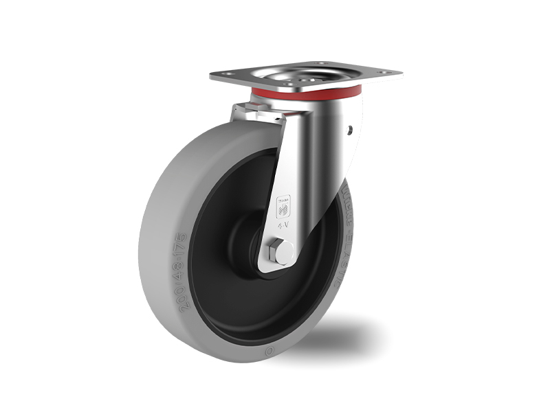 Gray-Elastic-Rubber-Swivel-Wheel-200mm-400kg