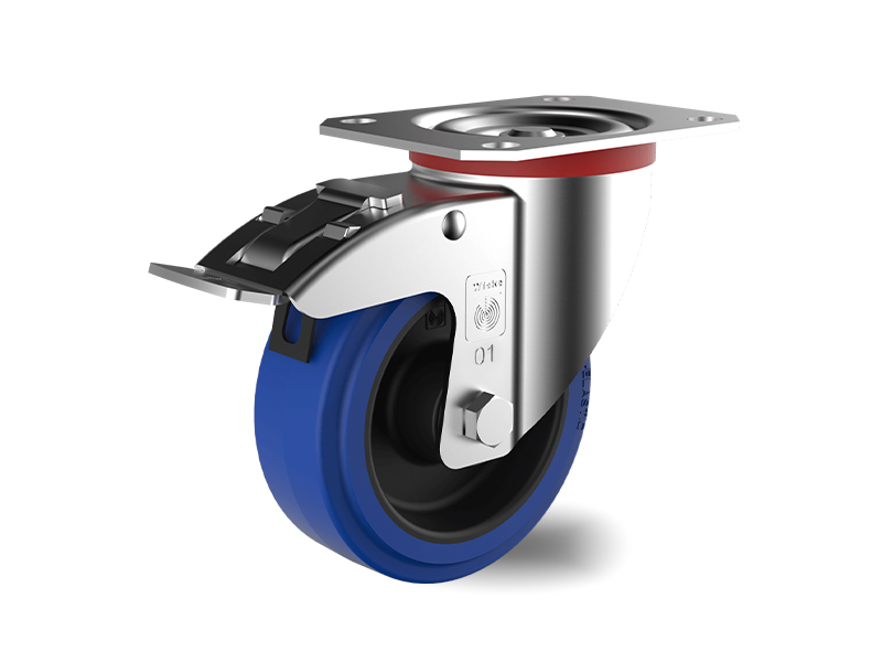 Blue-Elastic-Rubber-Swivel-with-Brake-Wheel-100mm-180kg